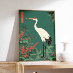 Japanese Crane Poster, Minimalist Oriental Art Print, Elegant Bird Wall Art, Traditional Asian Decor, Zen Nature Artwork - thumbnail 2
