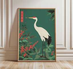 Japanese Crane Poster, Minimalist Oriental Art Print, Elegant Bird Wall Art, Traditional Asian Decor, Zen Nature Artwork - thumbnail 1