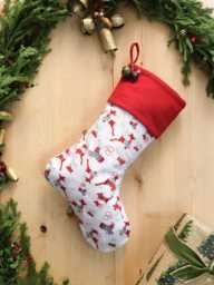 Reindeer Flannel Christmas Stocking Personalized Cuff