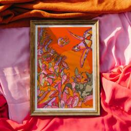 Coral Reef Art Print Colorful Turtle Drawing, Ocean Theme - thumbnail 2