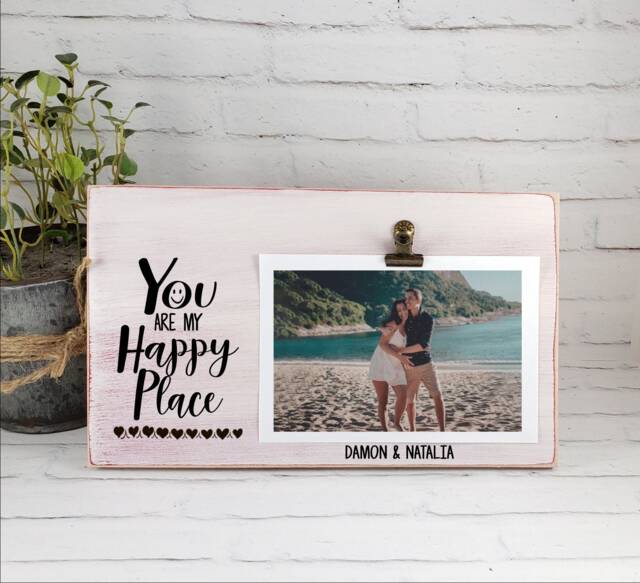 Love Picture Frame, You Are My Happy Place Personalized Best Gift, Couples Anniversary, Vacation Travel Lovers, Valentines Day, Smile - image 1