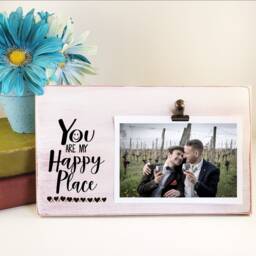 Love Picture Frame, You Are My Happy Place Personalized Best Gift, Couples Anniversary, Vacation Travel Lovers, Valentines Day, Smile - thumbnail 3