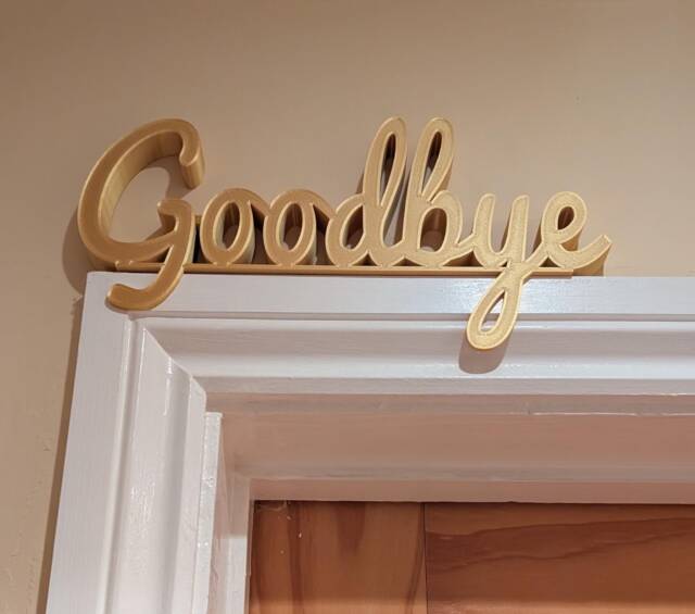 Goodbye Door Sign, Exit Topper, Custom Wall Above Quirky Leave Shelf - image 1
