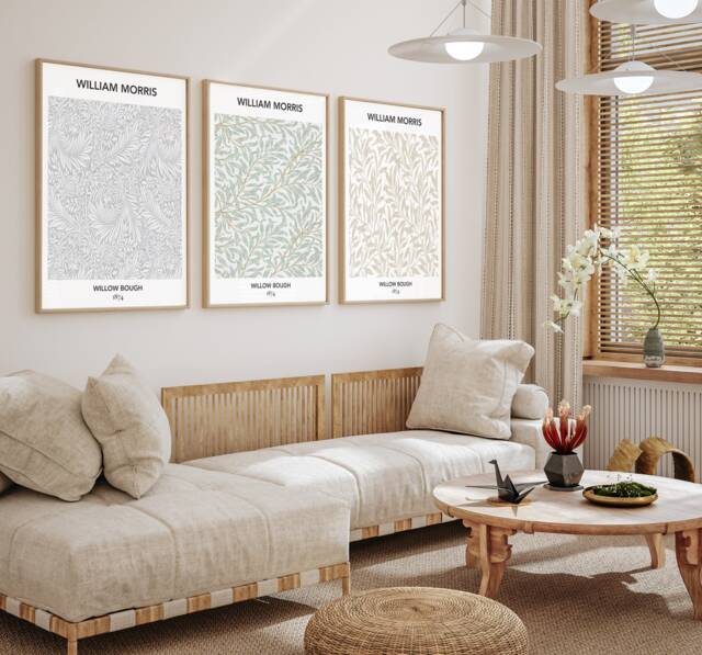 Set Of 3 William Morris Print, Art, Exhibition Poster, Floral Art Prints, Beige, Grey, Wild Flowers, Home Decor Fast Delivery - image 1