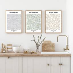 Set Of 3 William Morris Print, Art, Exhibition Poster, Floral Art Prints, Beige, Grey, Wild Flowers, Home Decor Fast Delivery - thumbnail 2