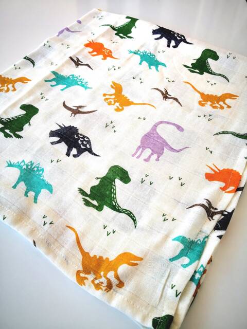 Newborn Swaddle, Dino Muslin Wrap, Baby Outfit, Swaddle Blanket Muslin, Blanket, New Gift Ideas, Shower - image 1