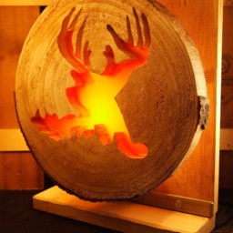 Deer Hunting Theme Lamp From Recycled Oak, Birch & Raw Steel. Deer, Rural, Cottage Style, Interchangeable - E14 - thumbnail 2