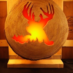 Deer Hunting Theme Lamp From Recycled Oak, Birch & Raw Steel. Deer, Rural, Cottage Style, Interchangeable - E14 - thumbnail 3