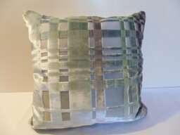 Designers Guild Velvet Fabric Colonnade Duck Egg Cushion Cover - thumbnail 1