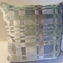 Designers Guild Velvet Fabric Colonnade Duck Egg Cushion Cover - thumbnail 2