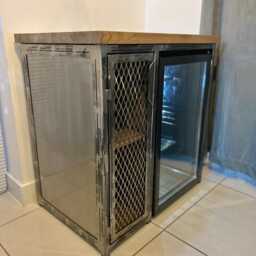 Industrial Drinks Cabinet/Home Bar Unit - Bespoke Rustic Metal & Wood Furniture With Drinks Fridge - thumbnail 4