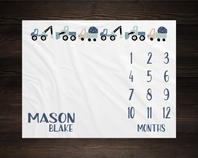 Trucks Milestone Blanket Monthly Growth Tracker Soft Fleece Antler Baby Shower Gift Newborn Watch Me Grow Boy - image 1