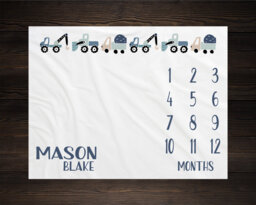 Trucks Milestone Blanket Monthly Growth Tracker Soft Fleece Antler Baby Shower Gift Newborn Watch Me Grow Boy