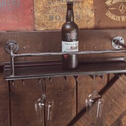 Industrial Wine Rack Wall Mounted Bar Drinks Cabinet Industrial Metal Shelf Vintage Kitchen Shelf's , Bathroom Steel - thumbnail 4