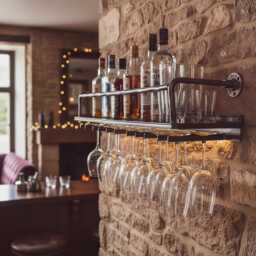 Industrial Wine Rack Wall Mounted Bar Drinks Cabinet Industrial Metal Shelf Vintage Kitchen Shelf's , Bathroom Steel