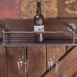 Industrial Wine Rack Wall Mounted Bar Drinks Cabinet Industrial Metal Shelf Vintage Kitchen Shelf's , Bathroom Steel - thumbnail 3