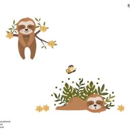 Sloth Friends Wall Sticker, Jungle Stickers, Safari Decal, Themed Room - thumbnail 2