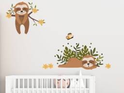 Sloth Friends Wall Sticker, Jungle Stickers, Safari Decal, Themed Room