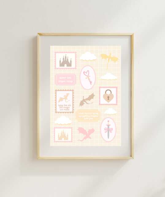 Fighting Dragons With You Art Print - Dragon Long Live Poster Girly Stamps - image 1