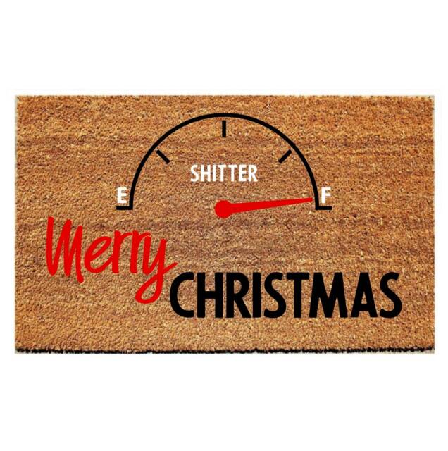 Custom Doormat - Funny Christmas Merry Shitter's Full - image 1