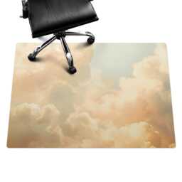 Pastel Clouds Computer Chair Mat, Beige Office Landscape Vinyl Floor Protector, Protector