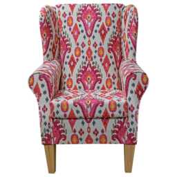 Boho Begonia Handmade Wingback Armchair - Pink Upholstered Fireside Chair Made To Order in Britain - thumbnail 2