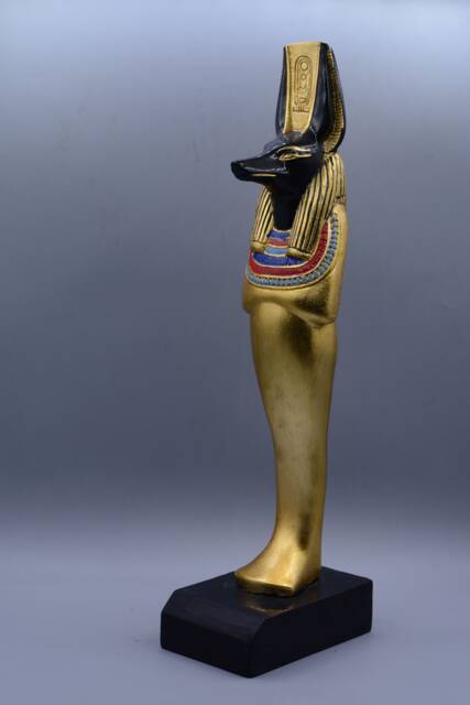 statue Of God Anubis Gilded Jackal Headed Death Unique Large Golden Egyptian Art Made in Egypt - image 1