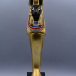 statue Of God Anubis Gilded Jackal Headed Death Unique Large Golden Egyptian Art Made in Egypt - thumbnail 2