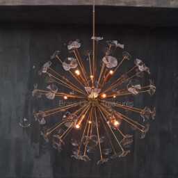 Handmade Brass Urchin Sputnik Chandelier Mid Century Modern Italian Light - thumbnail 2