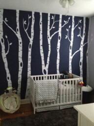 Birch Tree Wall Decal Forest With Snow Birds & Deer Vinyl Sticker Removable - 9 Trees 6 Feet Tall 1161 - thumbnail 3