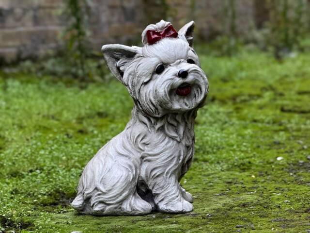 Charming Yorkie Statue Handcrafted Yorkshire Terrier Dog Sculpture Outdoor Garden Decor Concrete Yorkie Pet Lover's Decoration - image 1
