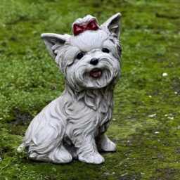 Charming Yorkie Statue Handcrafted Yorkshire Terrier Dog Sculpture Outdoor Garden Decor Concrete Yorkie Pet Lover's Decoration - thumbnail 2