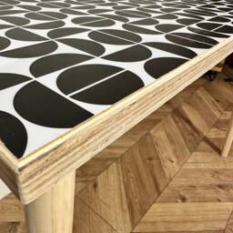 For??t Vinyl Topped Pattern Ply Table Colourful Bright Funky Chic Angled Wood Leg Desk Handcrafted With Solid Plywood - thumbnail 2