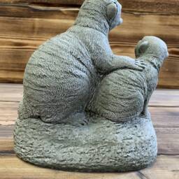 Stone Garden Mother & Baby Meerkat Family Statue Ornament - thumbnail 2