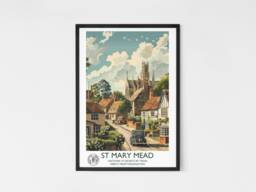 st Mary Mead Vintage Travel Poster - Miss Marple Agatha Christie Detective Fiction Classic Literature - thumbnail 1
