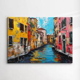 Venice Italy Gondola Boat Canal River Landmark Oil Painting Style Wall Art Framed Calming Canvas Poster Print Home/Office Room Decor Gifts - thumbnail 3