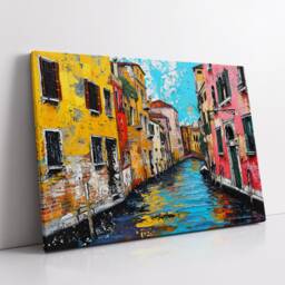 Venice Italy Gondola Boat Canal River Landmark Oil Painting Style Wall Art Framed Calming Canvas Poster Print Home/Office Room Decor Gifts - thumbnail 2