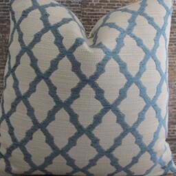 Designer Pillow Cover Lumbar, Chenille, Lattice, Light Blue - thumbnail 2