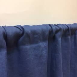 Dark Blue Linen Curtain Panel Stone Wash Drape, Custom Length - thumbnail 2