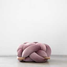 Pink Mauve Velvet Knot Ottoman, Floor Cushion Pouf, Large Pillow, Extra Seating, Modern Statement Furniture - thumbnail 2