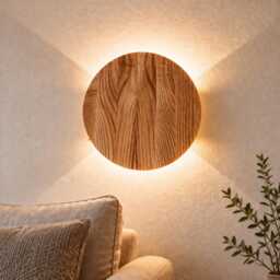 Custom Night Light Wood Sconce - Led Wall Lamp, Round Adjustable Up-Down