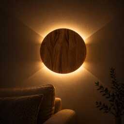 Up Down Light Round Wood Sconce Led Wall Lighting Minimalist Lamp - thumbnail 2