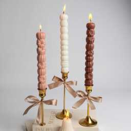 Tall 3D Taper Pumpkin Candle Autumn Fall Decor, Hygge Centerpiece - thumbnail 4