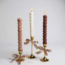Tall 3D Taper Pumpkin Candle Autumn Fall Decor, Hygge Centerpiece - thumbnail 3