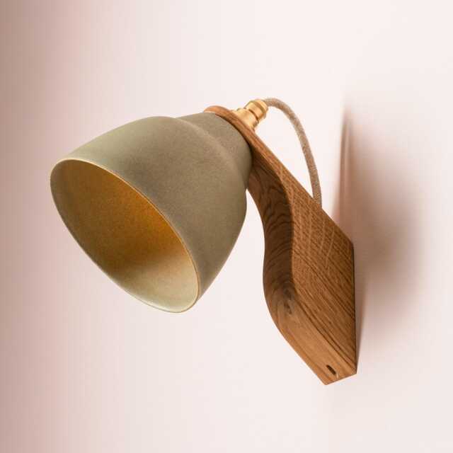 Green Element Wall Light in Ceramic & Oak - image 1