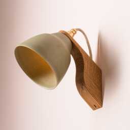 Green Element Wall Light in Ceramic & Oak