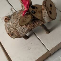 Wooden Folk Art Pig #1 - Handmade Free Shipping - thumbnail 4