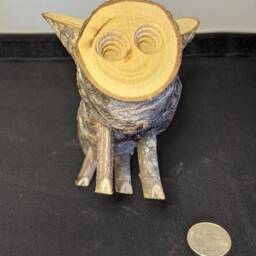 Wooden Folk Art Pig #1 - Handmade Free Shipping - thumbnail 3