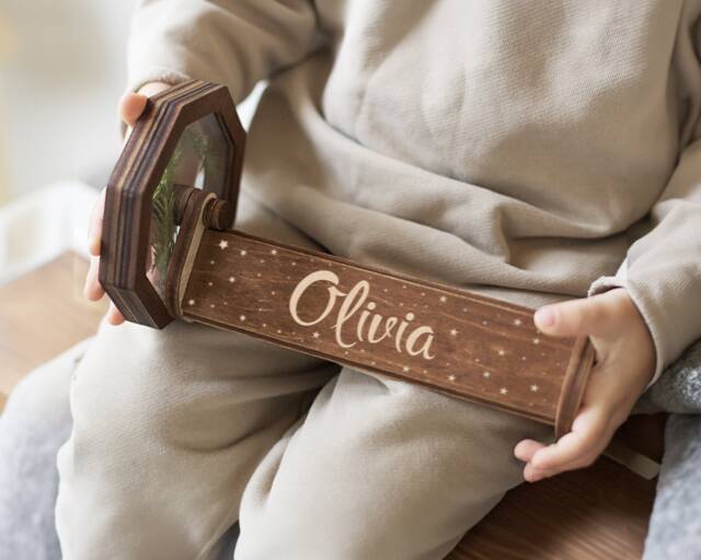 Personalized Wooden Kaleidoscope For Kids - Custom Name Birthday Gift, Engraved Keepsake Toy - image 1