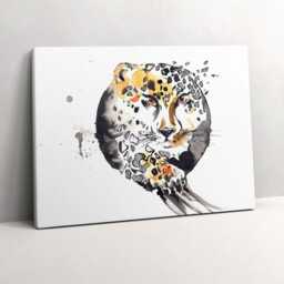 Cheetah Inside A Circle - Abstraction Canvas, Wall Art Picture, Beige Decoration, Animals Canvas - thumbnail 1